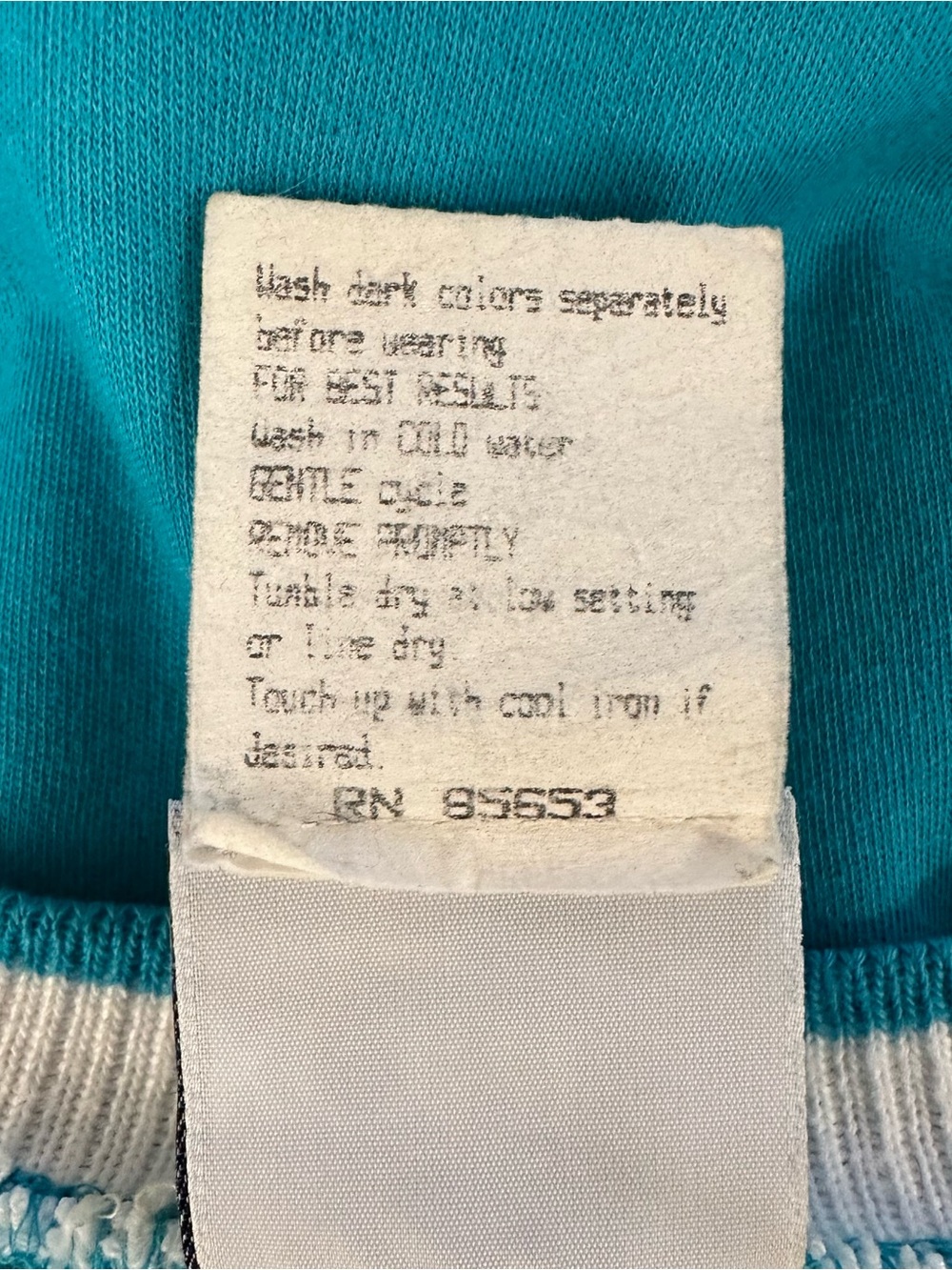Vintage 80s 90s Koret Francisca Teal & White Jersey Short Sleeve Sweatshirt Top - Picture 4 of 7